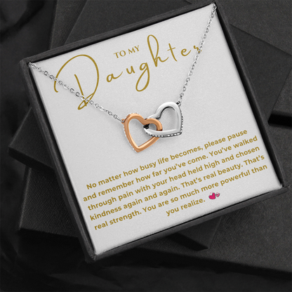 To My Daughter Interlocking Hearts Necklace