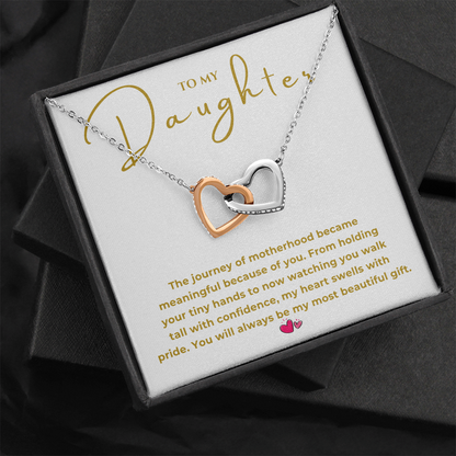 To My Daughter Interlocking Hearts Necklace