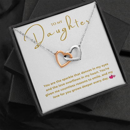 To My Daughter Interlocking Hearts Necklace