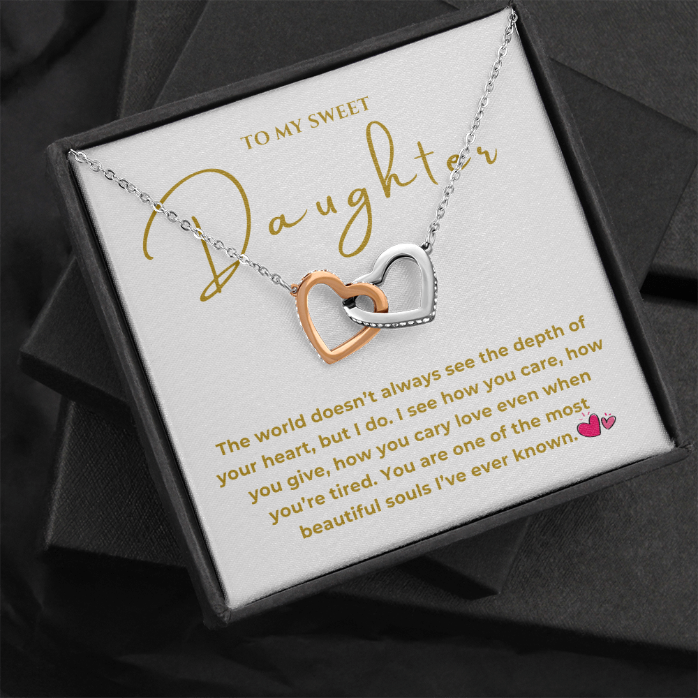 To My Sweet Daughter Interlocking Hearts Necklace