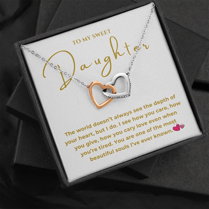 To My Sweet Daughter Interlocking Hearts Necklace