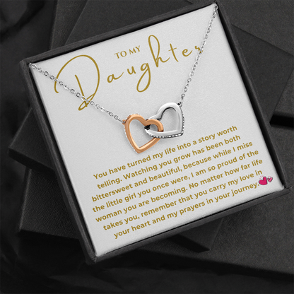 To My Daughter Interlocking Hearts Necklace