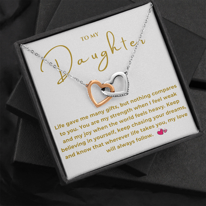 To My Daughter Interlocking Hearts Necklace