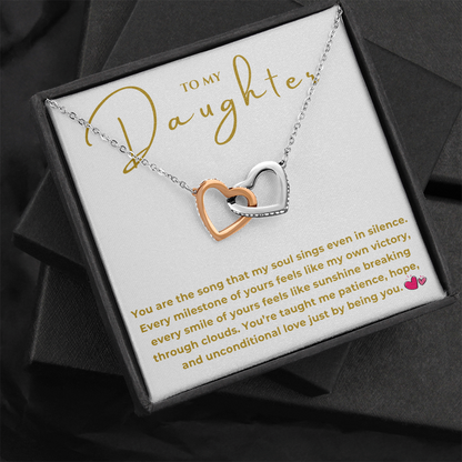 To My Daughter Interlocking Hearts Necklace