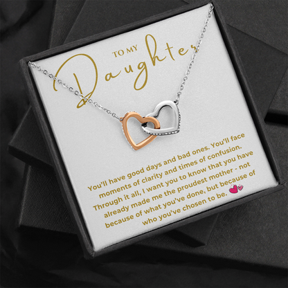 To My Daughter Interlocking Hearts Necklace