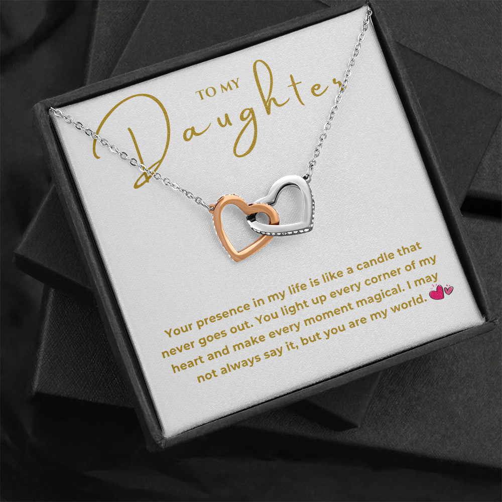 To My Daughter Interlocking Hearts Necklace