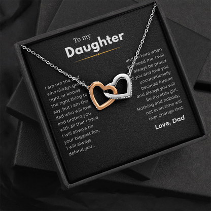 To My Daughter Interlocking Hearts Necklace