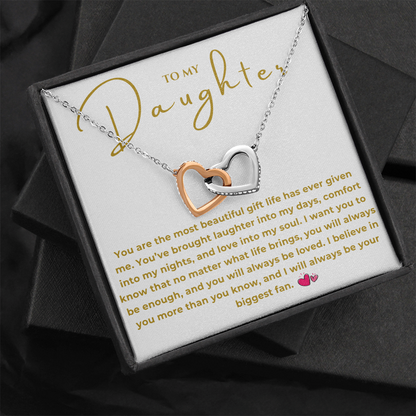 To My Daughter Interlocking Hearts Necklace