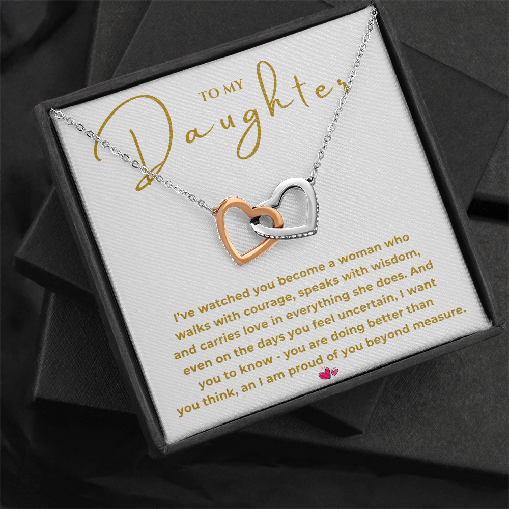 To My Daughter Interlocking Hearts Necklace