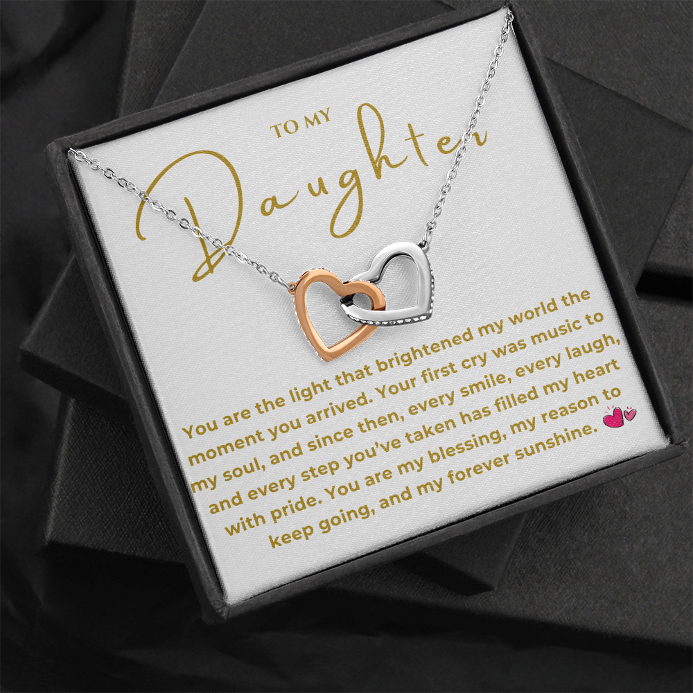 To My Daughter Interlocking Hearts Necklace