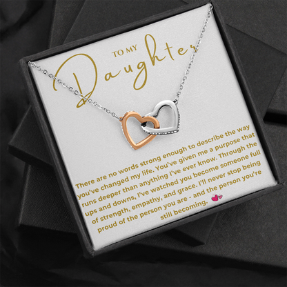 To My Daughter Interlocking Hearts Necklace