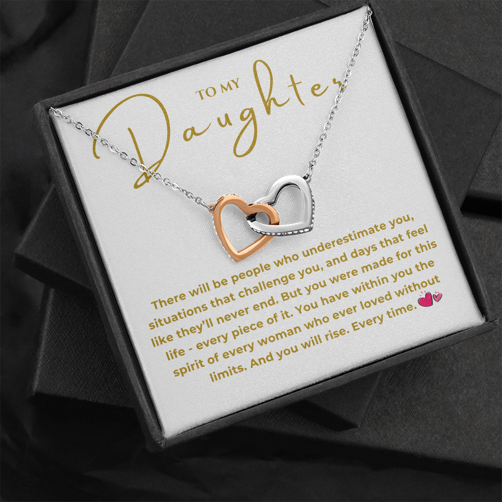 To My Daughter Interlocking Hearts Necklace