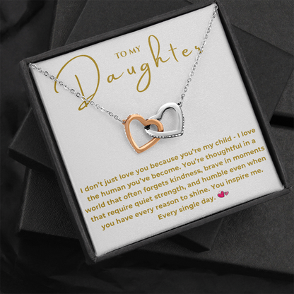 To My Daughter Interlocking Hearts Necklace