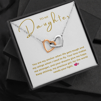 To My Daughter Interlocking Hearts Necklace