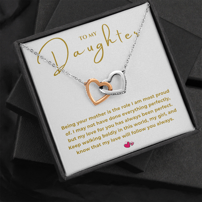 To My Daughter Interlocking Hearts Necklace