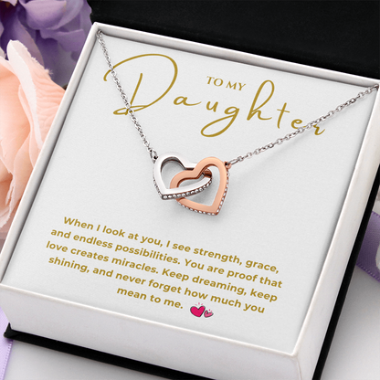To My Daughter Interlocking Hearts Necklace
