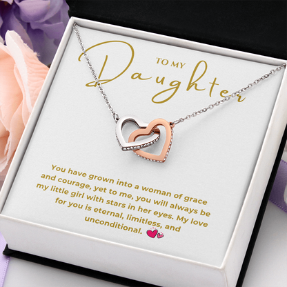 To My Daughter Interlocking Hearts Necklace
