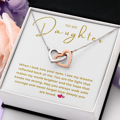 To My Daughter Interlocking Hearts Necklace