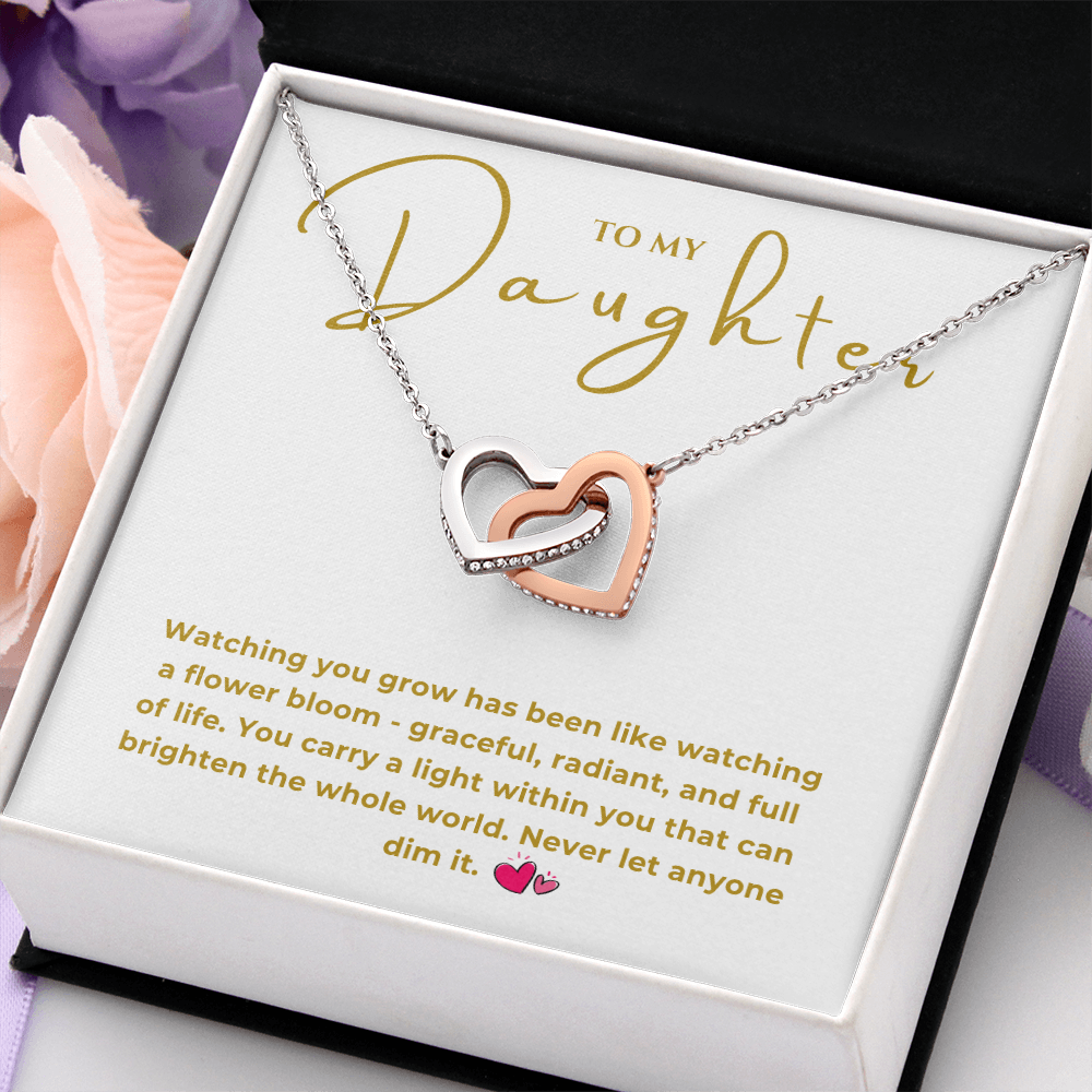 To My Daughter Interlocking Hearts Necklace