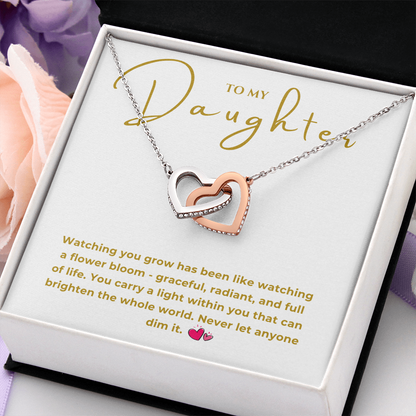 To My Daughter Interlocking Hearts Necklace