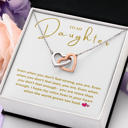 To My Daughter Interlocking Hearts Necklace