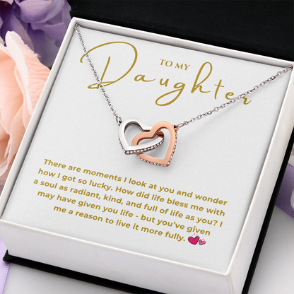To My Daughter Interlocking Hearts Necklace