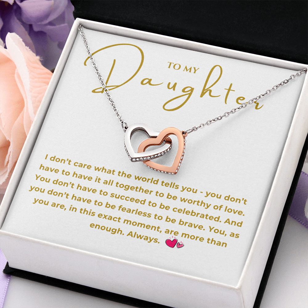 To My Daughter Interlocking Hearts Necklace