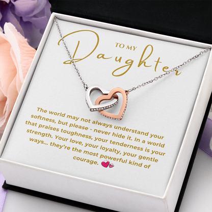 To My Daughter Interlocking Hearts Necklace