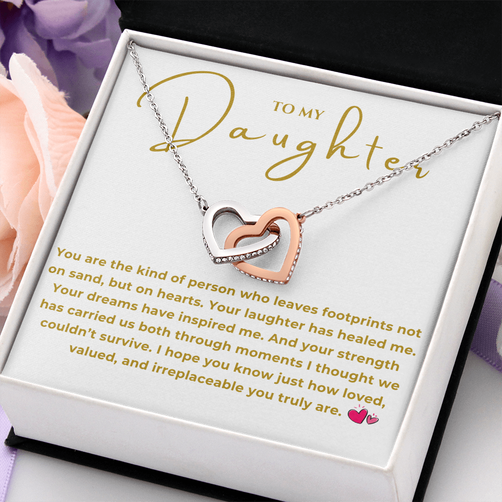 To My Daughter Interlocking Hearts Necklace