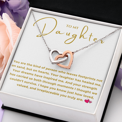 To My Daughter Interlocking Hearts Necklace