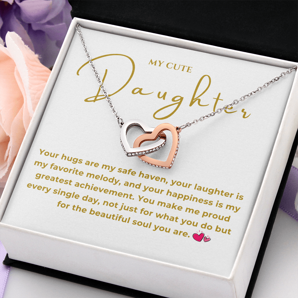 To My Daughter Interlocking Hearts Necklace