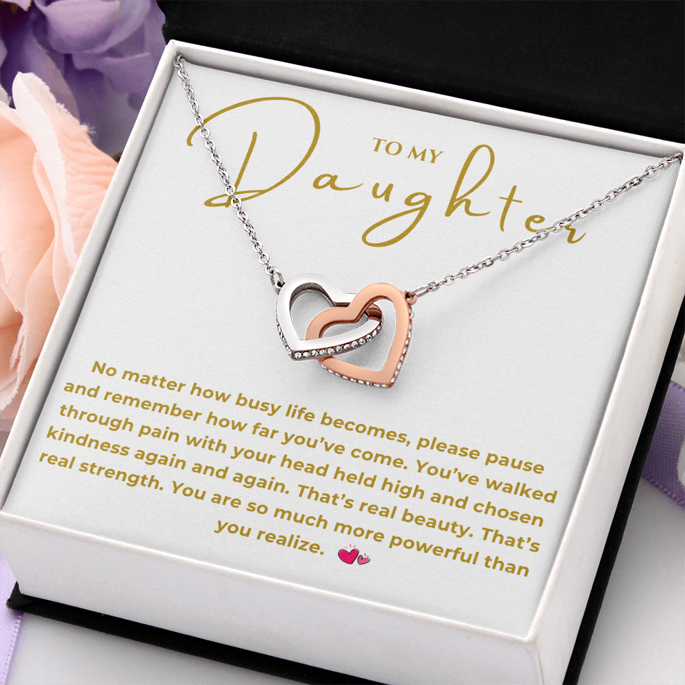 To My Daughter Interlocking Hearts Necklace