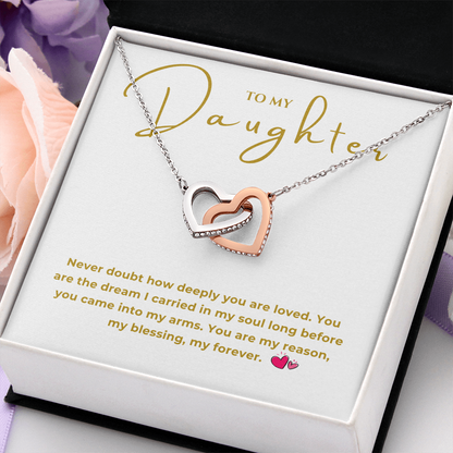 To My Daughter Interlocking Hearts Necklace