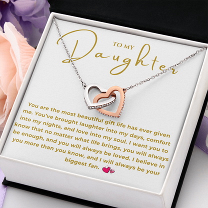 To My Daughter Interlocking Hearts Necklace