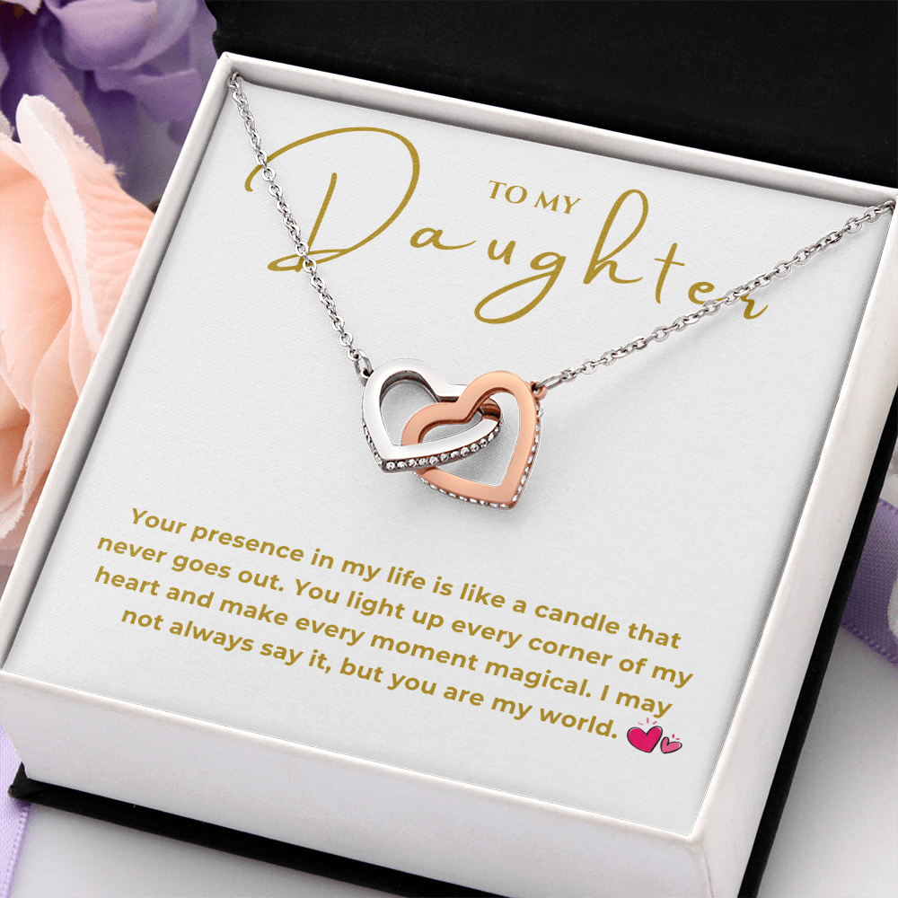 To My Daughter Interlocking Hearts Necklace