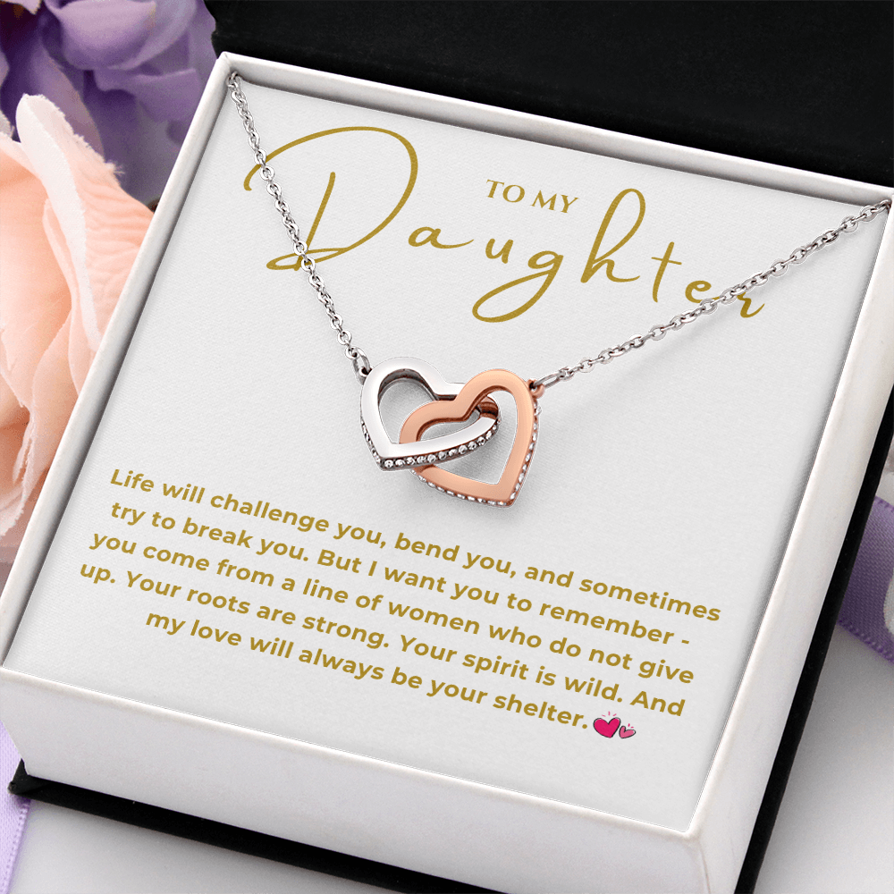To My Daughter Interlocking Hearts Necklace
