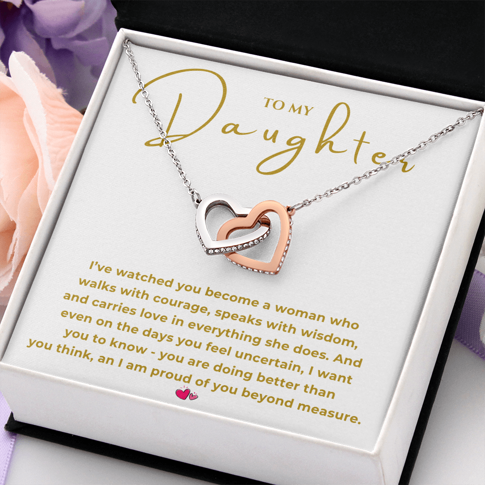 To My Daughter Interlocking Hearts Necklace