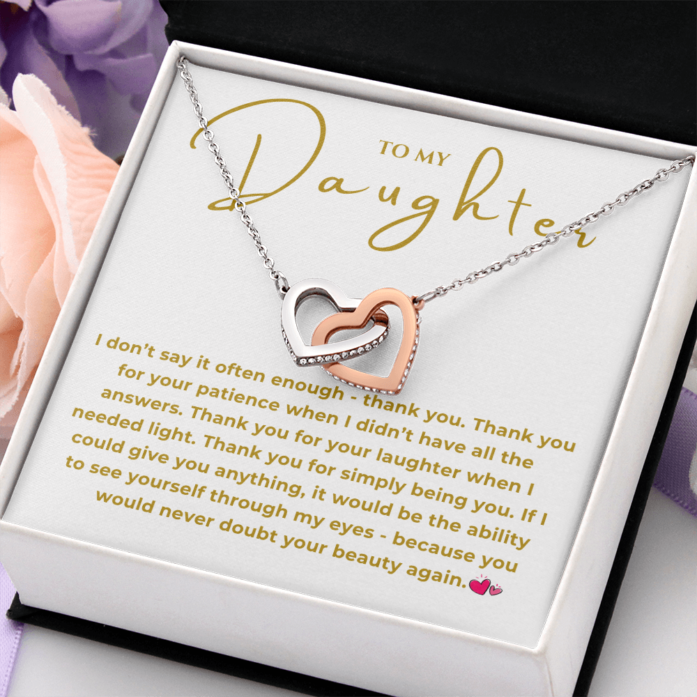 To My Daughter Interlocking Hearts Necklace
