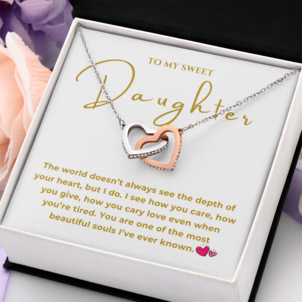 To My Sweet Daughter Interlocking Hearts Necklace