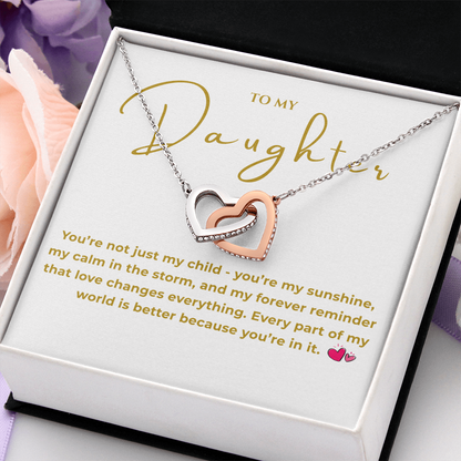 To My Daughter Interlocking Hearts Necklace