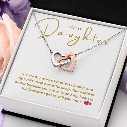 To My Daughter Interlocking Hearts Necklace