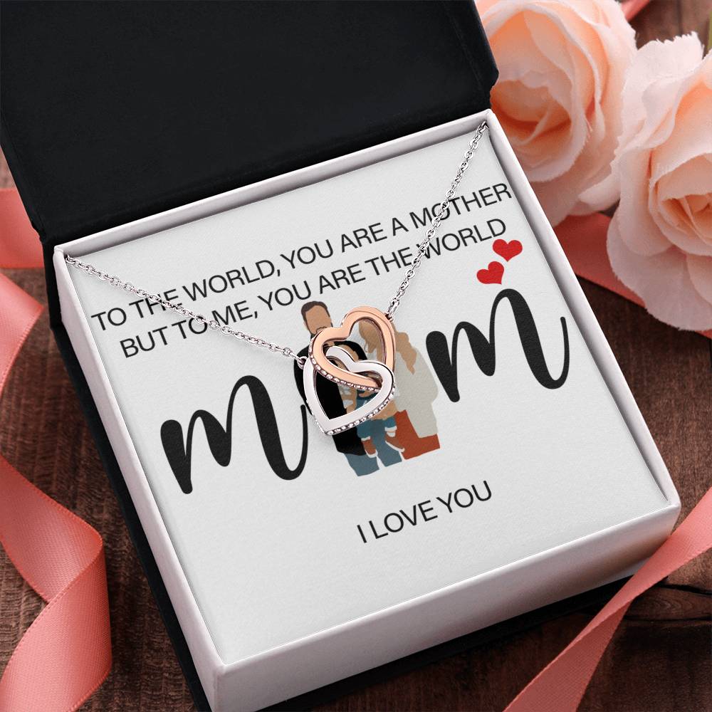 Personalized Mom I Love You Interlocking Hearts Necklace
