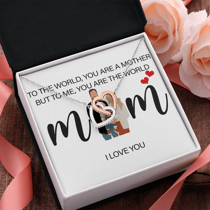 Personalized Mom I Love You Interlocking Hearts Necklace