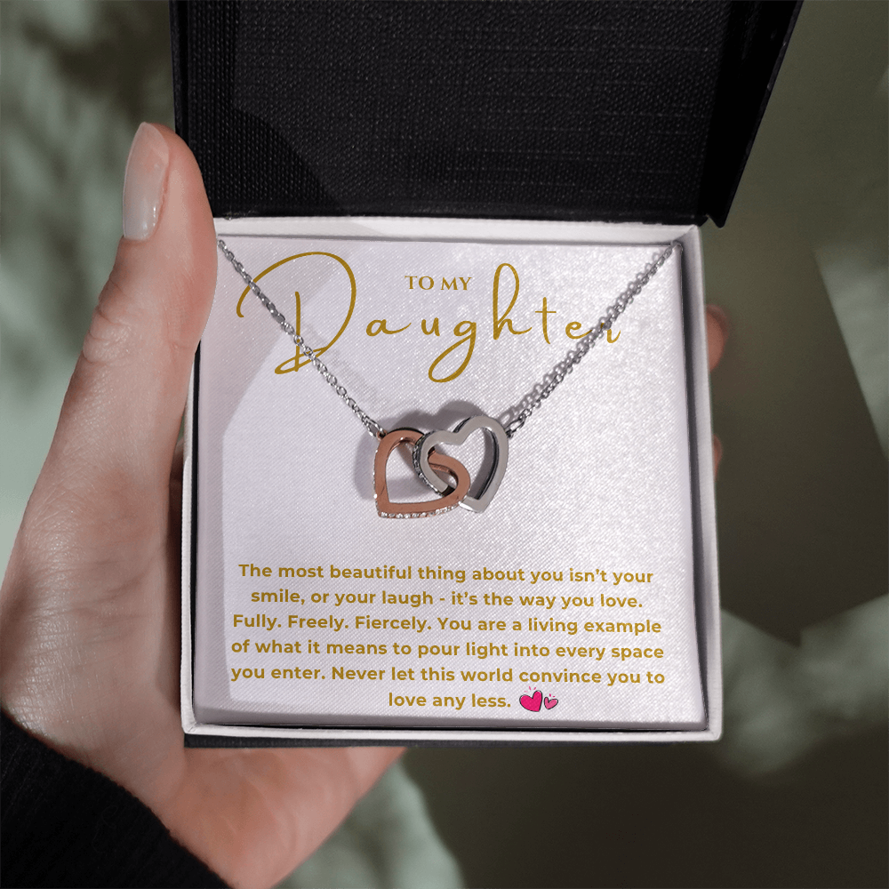 To My Daughter Interlocking Hearts Necklace
