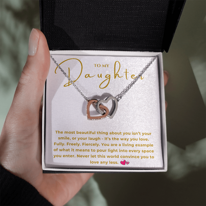 To My Daughter Interlocking Hearts Necklace