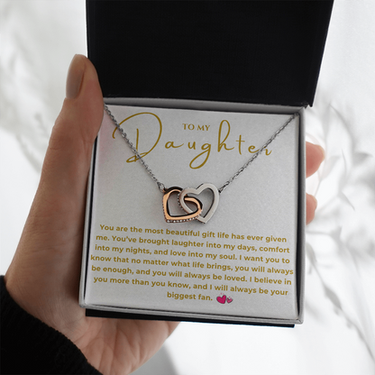 To My Daughter Interlocking Hearts Necklace