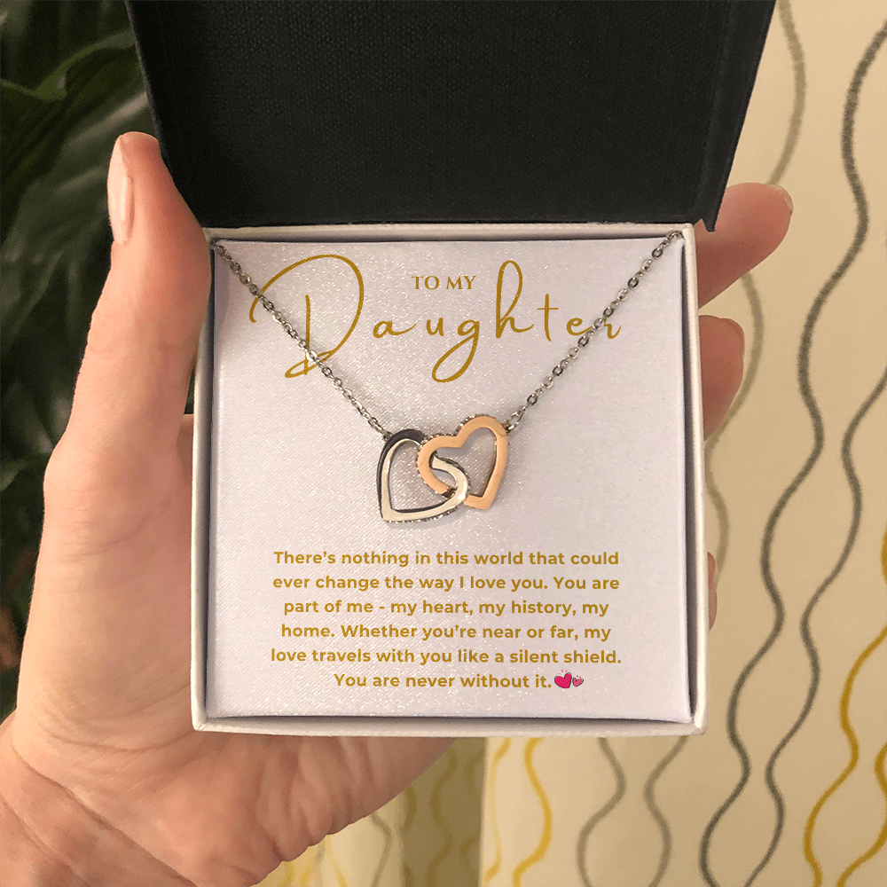 To My Daughter Interlocking Hearts Necklace