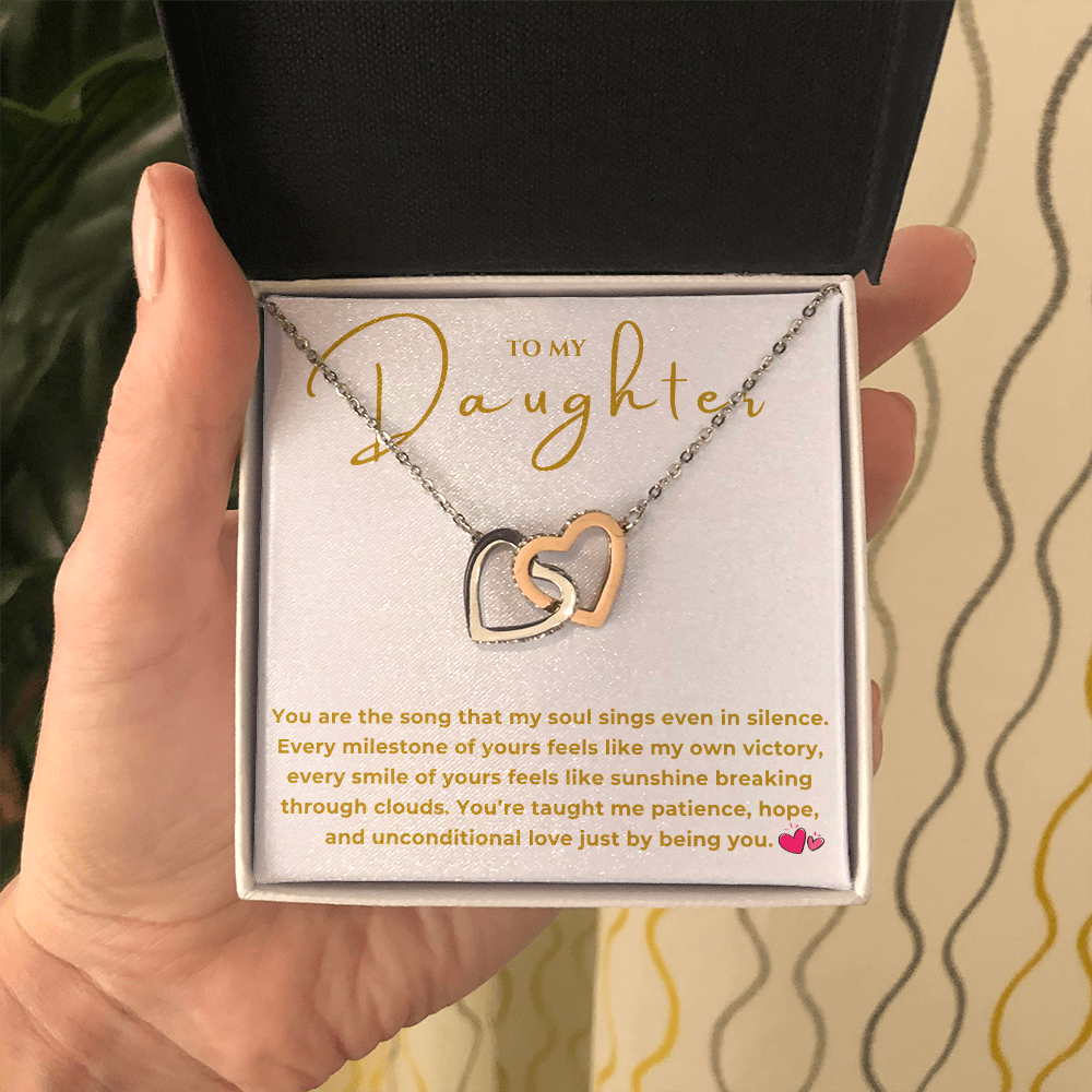 To My Daughter Interlocking Hearts Necklace