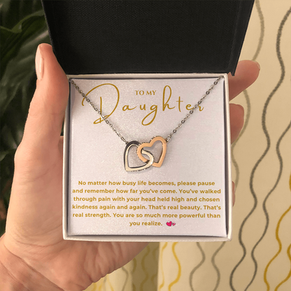To My Daughter Interlocking Hearts Necklace