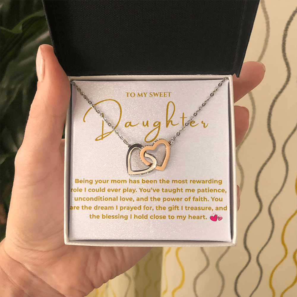 To My Daughter Interlocking Hearts Necklace